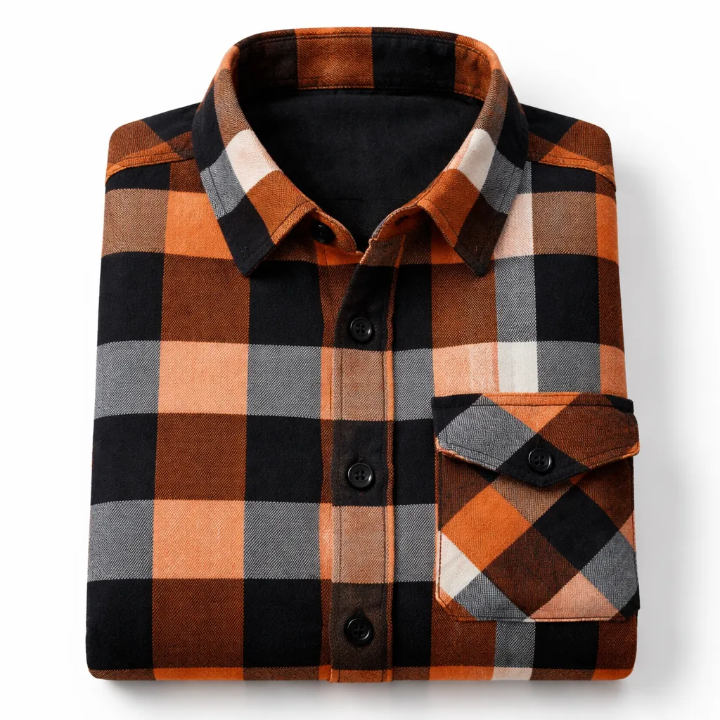 Orange & Black Plaid Flannel
